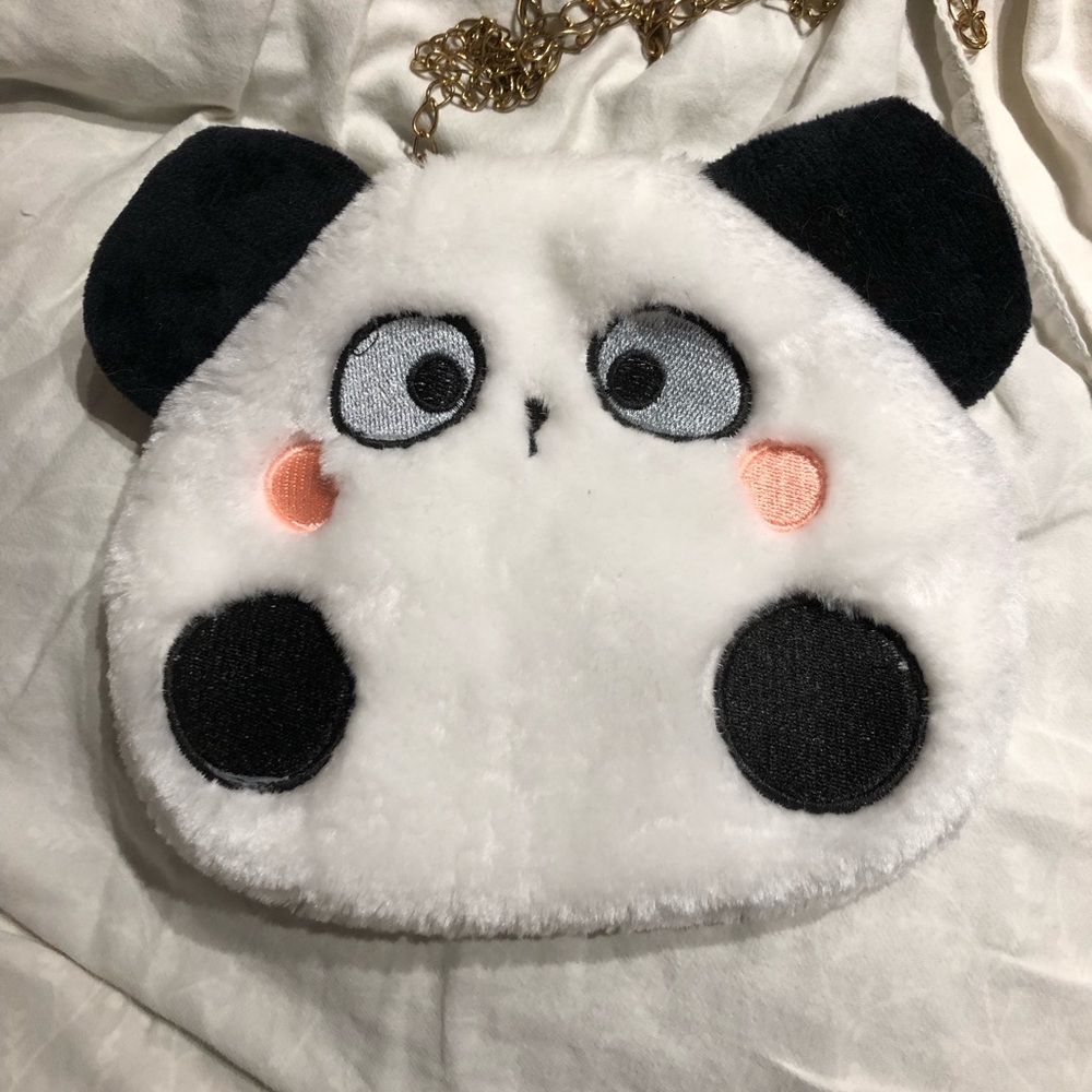 Plush Panda Crossbody Bag - White and Black Kids Accessory